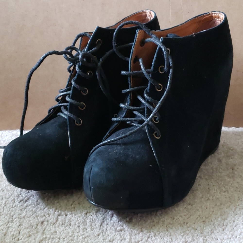 Jeffrey Campell 99 Havana black wedge 10